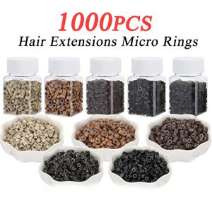 1000 개 머리 확장 마이크로 링 링크 비즈 인간의 머리카락 확장에 적합한 5mm 실리콘 줄 지어 비즈