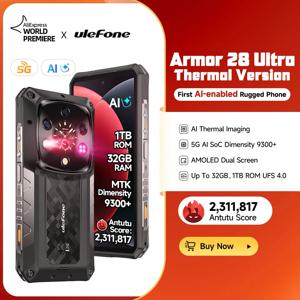 Ulefone AI Armor 28 Ultra 5G 열화상 견고한 전화 AMOLED 안드로이드 스마트폰 1TB ROM 32GB RAM 10600mAh 모바일 폰 64MP 야간 카메라