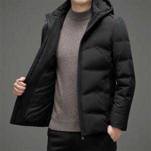 캐주얼 겨울 남성용 따뜻한 후드 덕다운 재킷 아웃웨어 탈부착 가능한 모자 푸퍼 코트 비즈니스 방풍 두꺼운 패딩 의류