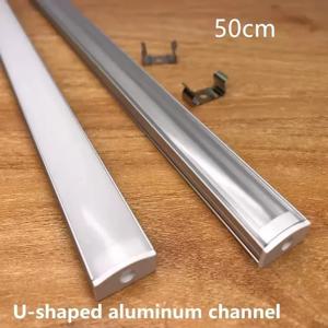 LED 스트립 알루미늄 프로파일 50CM 매입형 표면 장착 알루미늄 채널(8mm 10mm 선형 조명용 디퓨저 PC 커버 포함)