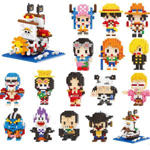 Linkgo 연결 빌딩 블록 One Luffy Chopper Piece 보아 프랭키 조로 나미 로빈 Jinbei Brook 3D 모델 미니 벽돌 그림 장난감