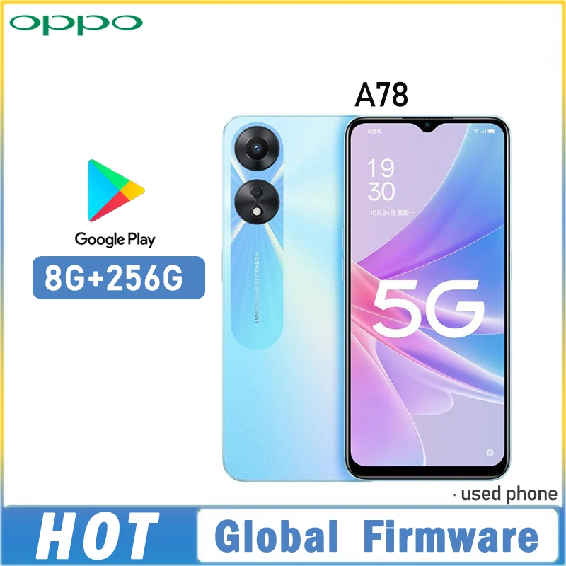 글로벌 펌웨어 OPPO A78 5G 스마트폰 MTK 디멘시티 700 안드로이드 12 RAM 8GB ROM 256GB 6.56인치 카메라 50MP 5000mAh 중고폰