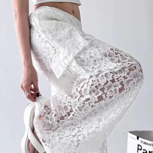 레이스 카고 바지 여성 의류 패션 힙합 빈티지 섹시한 streetwear 여성 의류 캐주얼 와이드 레그 스웨트 여성 바지