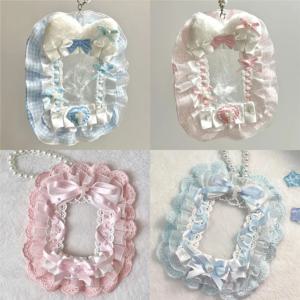 Kawaii DIY 플러시 카드 홀더 로리타 애니메이션 레이스 포토 카드 케이스 (리본 포함) 아이돌 디스플레이 사진 보호 케이스 카드