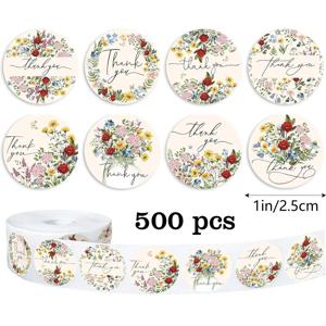 선물 상자 장식 스티커 봉투 소규모 비즈니스 장식을위한 500pcs 꽃 감사 스티커