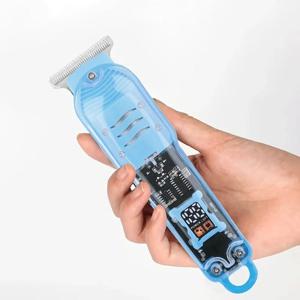 남성용 전문가용 투명 바디 전기 헤어 클리퍼 USB 충전식 트리머 이발기 남성용 휴일 선물
