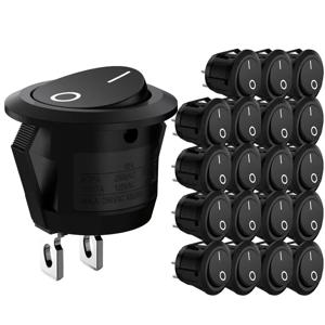 20개/10개 블랙 로커 스위치 2핀 미니 원형 토글 3A 250V 6A 125V 15MM 원형 온오프 로커 스위치 RV 자동차 트럭 보트용