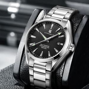 코르게트 41mm 럭셔리 NH35 무브먼트 남성 스포츠 시계 자동 기계식 손목시계 사파이어 스틸 밴드 남성용 시계