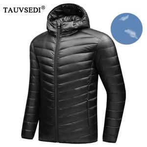 겨울 남성용 화이트 덕 다운 재킷 코트 남성 방풍 따뜻한 후드 작업 재킷 남성 야외 포켓 초경량 윈드브레이커 재킷 6X