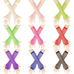 1쌍 여성용 확장형 망사 장갑, 팔 워머, 손가락 없는 망사 장갑, 펑크 록, 섹시 파티 나이트 클럽 장갑