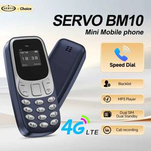 SERVO BM10 초소형 휴대폰 4G LTE 듀얼심 대기 속전화 통화 녹음 블랙리스트 MP3 플레이어 소형 백업 휴대폰