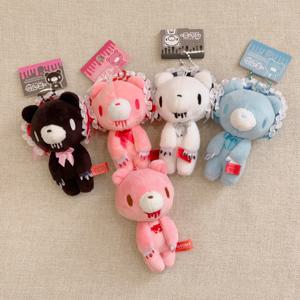 귀여운 10CM 핑크 곰 인형 키체인 일본 귀여운 봉제 동물 레이스 트림 핑크 곰 인형 가방 액세서리 참