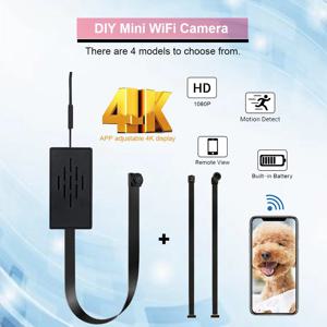 소형 4K DIY 무선 WiFi 2.0MP 카메라, 스마트폰 앱을 통한 원격 라이브 방송 지원, 1080P 화질, 4가지 모델 선택 가능