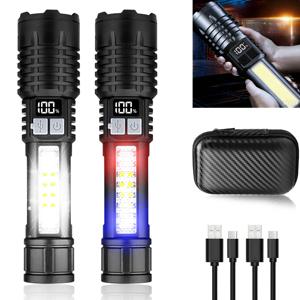 BALDR 고출력 LED 손전등 강력한 TYPE-C 충전식 COB 손전등(야외 캠핑 하이킹용 측면 조명 토치 포함)