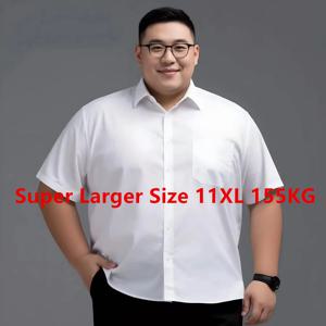 특대형 150KG 155KG 남성 비즈니스 셔츠 반팔 여름 트윌 화이트 소셜 오피스 파티 웨딩 남성 의류 11XL 10XL 9XL