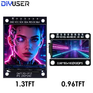 0.96 / 1.3 인치 IPS 7P SPI HD 65K 풀 컬러 LCD 모듈 ST7735 드라이브 IC 80*160 (OLED 아님) 아두이노용