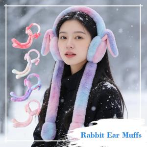 토끼 귀 모양 에어백 인조 모피 움직이는 귀덮개, 귀여운 겨울 귀마개 (여자아이/여성용), 추운 날씨용 초극세사 1개