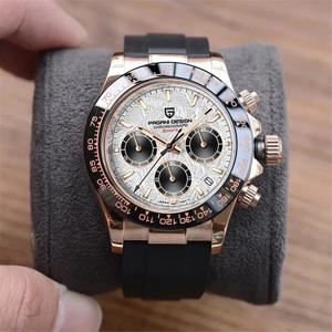 파가니 디자인 V2 40MM 운석 다이얼 남성용 쿼츠 시계 사파이어 레트로 크로노그래프 방수 시계 남성용 레로즈0 옴브르
