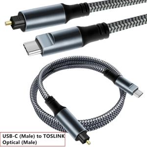 꼬아진 USB C-광 오디오 케이블 3피트 USB C-토슬링크 광 케이블(금도금 커넥터 포함) TV/사운드바,소니 PS5용