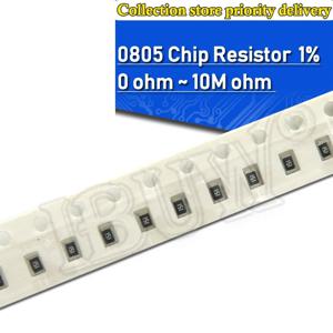 100pcs PLR 0805 1% 1/8W SMD 칩 저항기 0R~10M 0 1R 10R 100R 220R 330R 470R 1K 4.7K 10K 47K 100K 1M 10M 0 1 10 100 330 470 옴