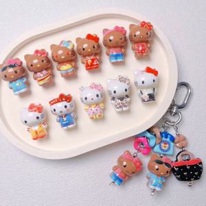 5pcs 헬로 키티 아크릴 귀여운 스탠딩 만화 고양이 구슬 장식 Diy 휴대 전화 체인 구슬 펜 키 가방 교수형 보석 액세서리