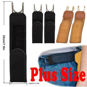 2Pcs 대형 사이즈 조정 가능한 편리한 벨트 후크 탄성 벨크로 허리 버클 허리 벨트 남성용 선물 캐주얼 벨트 버클 포함
