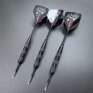 3개/세트 금속 고급 철 니켈 도금 블랙 니들 다트 20그램 대회 훈련용 블랙 패턴 알루미늄 막대