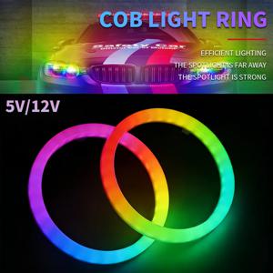 COB LED 링 5V/12V WS2812 RGB 조명 개별 주소 지정 가능 내장 IC 포함 WS2811 호환 27/48/74/96/120mm 차량용