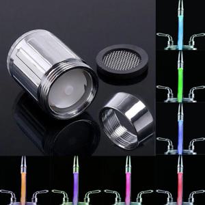 7색 LED 색상 변경 수도꼭지, 자동으로 색상 변경되는 LED 수도꼭지 헤드, 발광 스트림 라이트 수도꼭지 에어레이터 탭, 주방 욕실용