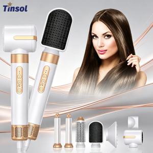 틴솔 7-in-1 헤어 드라이어 및 컬링 세트 1400W 강력 스트레이트너 핫 브러쉬 및 핫 콤 세트 전문가용 컬링 아이론