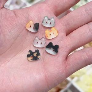 20Pcs 귀여운 고양이 두 눈 단추 12/17mm 다채로운 만화 고양이 수지 단추 DIY 어린이 의류 모자 양말 단추