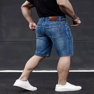 Wthinlee 뉴 비즈니스 남성 청바지 캐주얼 스트레이트 스트레치 패션 클래식 블루 블랙 남성 여름 데님 반바지 무릎 길이