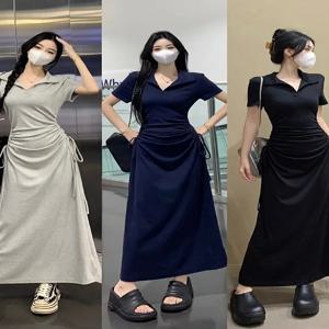 우아한 A라인 미니 드레스 여성 슬림핏 반팔 바디콘 드레스 젠틀 스타일 하이웨이스트 여름 패션 트렌드