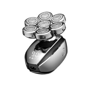 대머리 남성용 6-In-1 전기 헤드 면도기 7 블레이드 플로팅 면도기 헤어 트리머 USB 충전식 LED 디스플레이 수염 면도기
