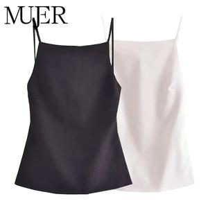 MUJER 블랙 백리스 탑 여성 민소매 화이트 크롭탑 여성 여름 섹시 탑 여성 파티 여성용 이브닝 탑 스트랩 포함