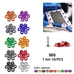 10Pcs M6 알루미늄 합금 육각 나사 와셔 번호판 고정 장치 혼다 범용 자동차 수정 액세서리에 적합