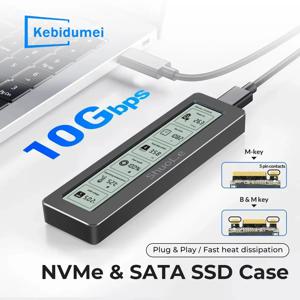 M2 SSD 케이스 M.2 NVMe SATA SSD 인클로저 어댑터 디스플레이 화면 포함 지능형 디지털 10Gbps USB 3.2 Gen2 외장 디스크 박스