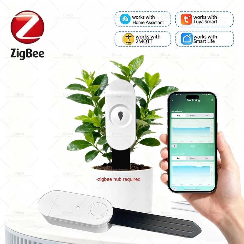 Zigbee 토양 수분 측정기 Tuya 스마트 라이프 습도계 온도 토양 비옥도 센서 Z2M 자동화 관개용