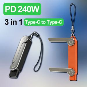 USB 타입 C 플랫 충전 케이블 C 킥 케이블 스탠드, 투명 지지대가 있는 접이식 휴대폰 홀더, 240W 충전 와이어 브래킷