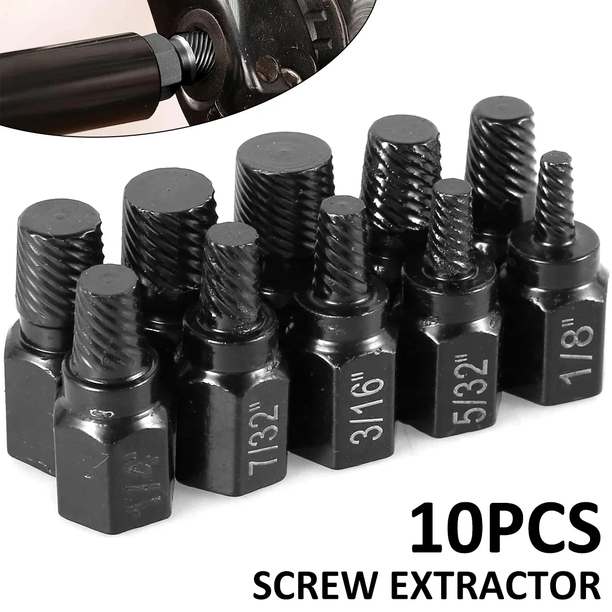 10Pcs 나사 추출기 키트 합금강 손상된 나사 제거제 금속 세트 쉬운 아웃 드릴 비트 볼트 스터드 멀티 스플라인 나사 추출기