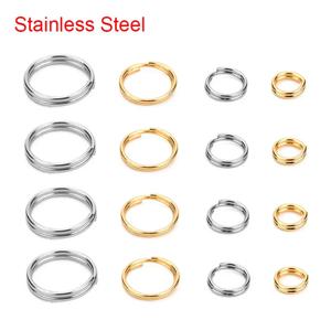 100pcs 스테인레스 스틸 점프 반지 대량 6 8 10mm 골드 컬러 더블 루프 분할 반지 커넥터 Diy 쥬얼리 액세서리 만들기