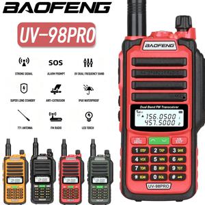 바오펑 UV-98 PRO 워키토키 장거리 10W 고출력 IP68 방수 양방향 라디오 듀얼 밴드 FM 휴대용 사냥용 라디오