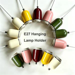 다채로운 E27 펜던트 램프 소켓, 단일 헤드 나사형 램프갓 베이스, 천장 램프 베이스, 레드/핑크/그린/옐로우/오프화이트