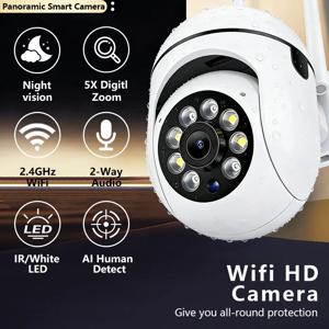 실외 WiFi 보안 카메라, IR 야간 투시 기능이 있는 5X 디지털 줌 PTZ IP 카메라, 양방향 오디오, AI 인간 감지, 방수 무선