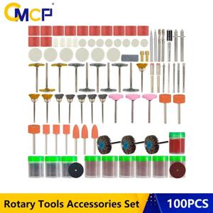 CMCP 100pcs 연마 도구 로타리 도구 액세서리 세트 미니 드릴 비트 키트 샌딩 연마 커팅 디스크 Dremel 용 조각 헤드