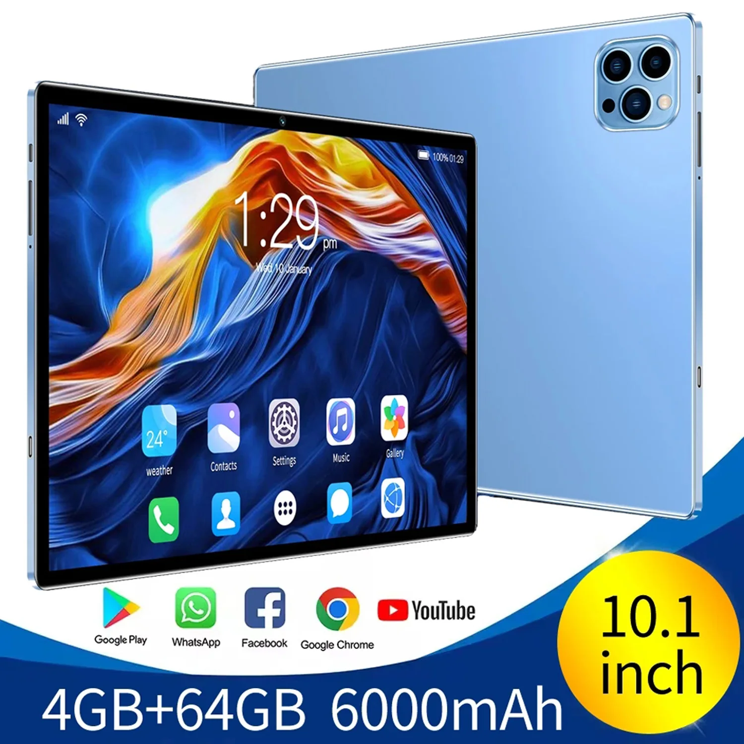 2025 글로벌 BDF 안드로이드 13 태블릿 4GB+64GB HD 터치스크린 듀얼 카드 WIFI 6000mAh 배터리 옥타코어