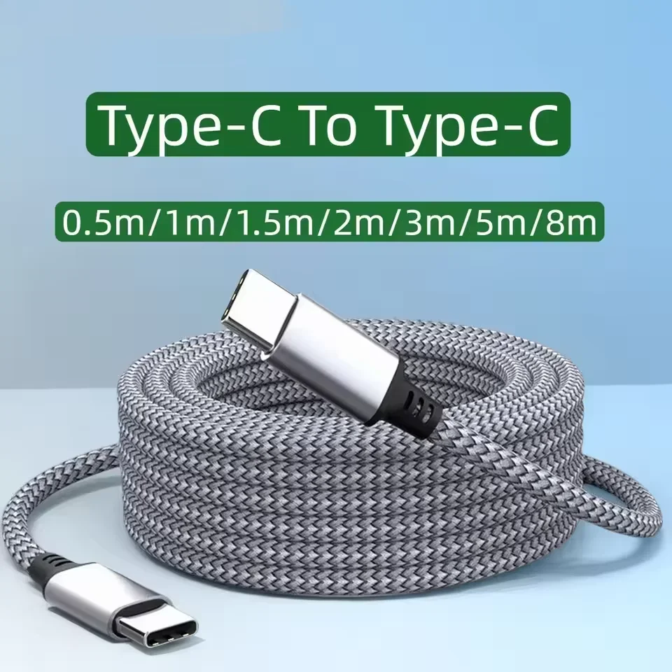60W PD USB-C to USB-C 고속 충전 케이블 나일론 편조 타입-C 데이터 케이블 1M/2M/3M/5M/8M 아이폰 삼성 샤오미 맥북용