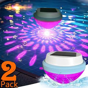 1-2Pack 태양 부동 수영장 조명, 수영장, 마당 도로 장식을위한 RGB 색상 변경 방수 연못 조명
