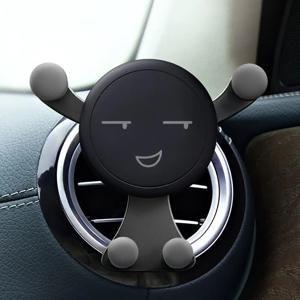 중력 자동차 전화 홀더 에어 벤트 클립 스마일 페이스 마운트 모바일 셀 스탠드 GPS 스탠드 지원 iPhone 12 Pro Max Xiaomi Samsung