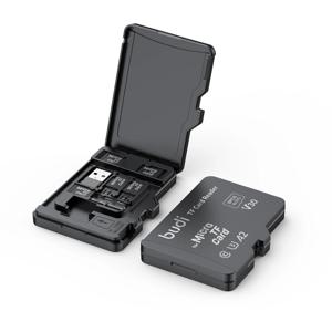 BUDI TF 메모리 카드 보관 케이스 (메모리 카드 리더 포함, USB 타입-C 및 USB 호환, 디지털 사진용 메모리 카드 홀더)